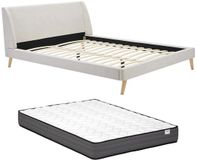 Vente-unique Bedframe stof beige 180 x 200 cm