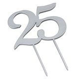 Mopec Houten taarttopper, 25 verjaardag, zilver, 12 x 17 cm, 2