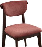 Vente-unique Set van 6 stoelen in gestructureerde stof en rubberhout - Bruin - GABIEL