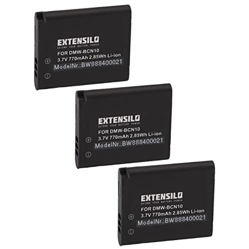 EXTENSILO 3 x vervangende batterijen voor Leica BP-DC14, BP-DC14E voor camera, DSLR (770 mAh, 3,7 V, Li-Ion)