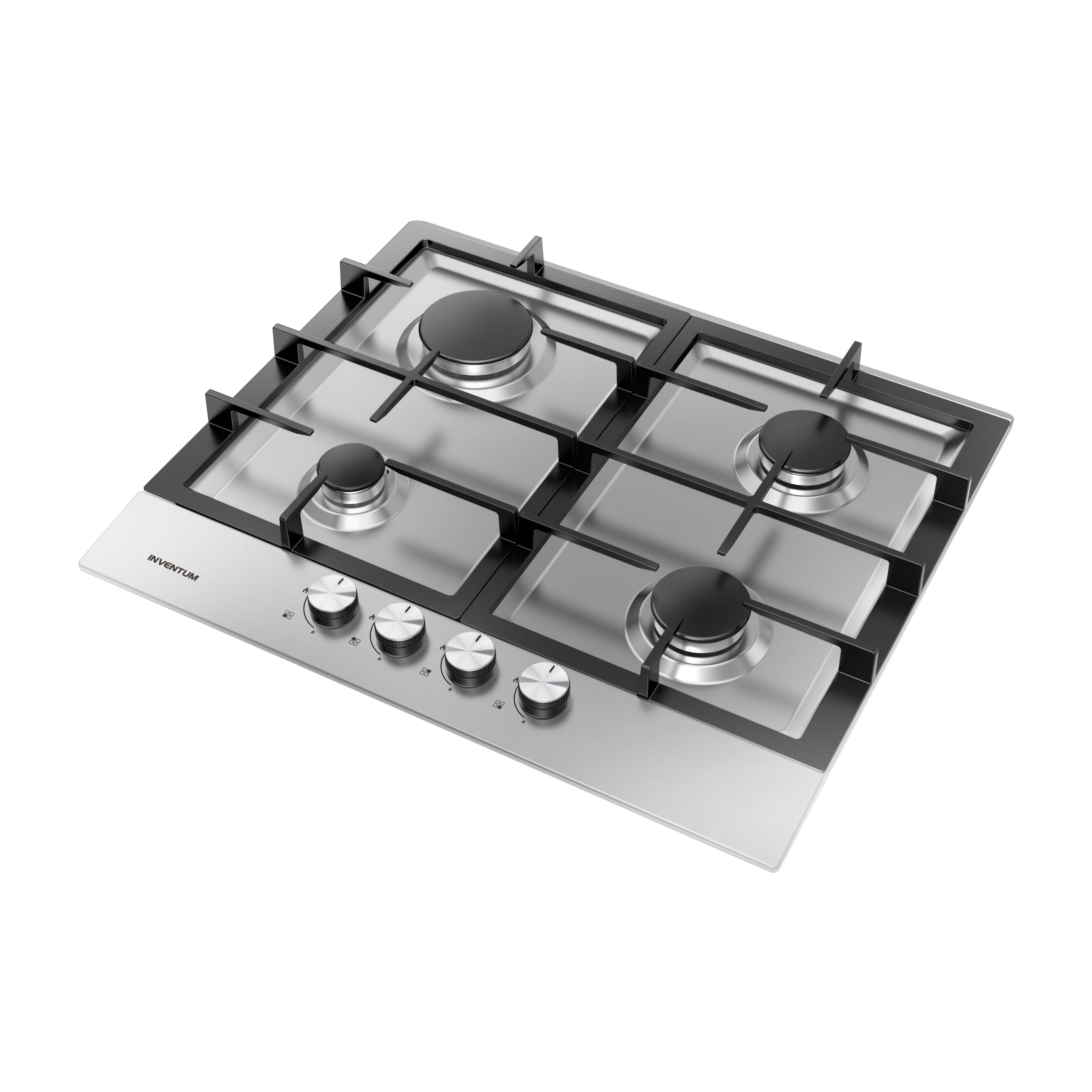 Inventum IKG6023GRVS Inbouw Gaskookplaat | Zwart & RVS | 4 Pitten