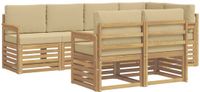 vidaXL - Bank loungeset - 1 zitplek - Polyester - Wit en Beige