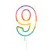 Homéa Birthday Candle Number 9 with Plastic Holder, Height 10.5 cm, Multicolored
