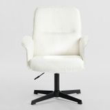 Fauteuil en tissu bouclé, réglable en hauteur, blanc