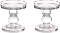 Giftdecor Kaarsen kandelaar van decoratief glas - 2x - voor stompkaarsen - D8.5 x H9 cm