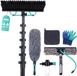 VENTRA Telescopische Wasborstel 4,8M – Extra Grote Borstel (34 cm) - 4 Wateruitlaten – Raamtrekker & Plumeau – RVS Telescoopsteel
