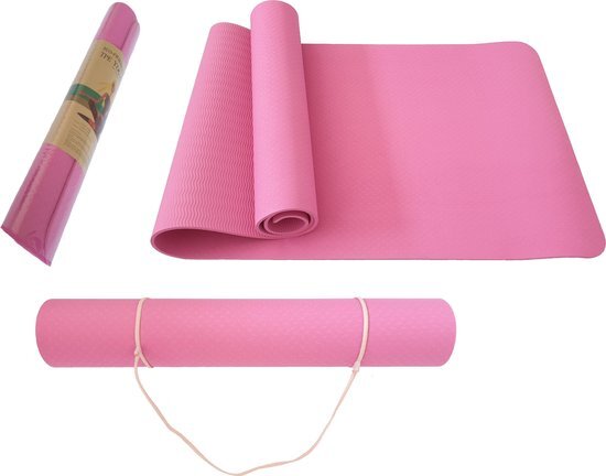 Yogamat - Fitnessmat - TPE - Eco Friendly - Non Slip - 183 x 61 x 0.6 cm - Roze