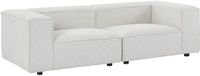Vente-unique Modulaire driezitsbank in beige ribfluweel RUZOLO