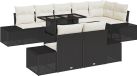 vidaXL Tuinbank Set 9-delig Zwart Polyrattan