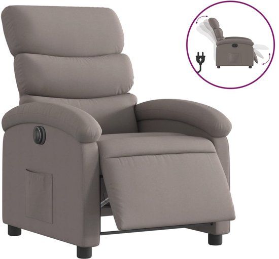 vidaXL Fauteuil verstelbaar elektrisch stof taupe