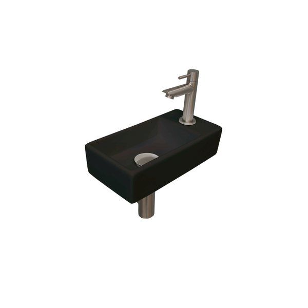Ink Versus fonteinset 36x9x18cm kraangat rechts Porselein Mat zwart/Brushed nickel 1805368