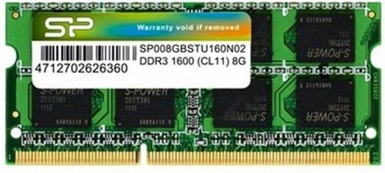 Silicon Power 8GB DDR3L 1600MHz SO-DIMM RAM Memory - SP008GBSTU160N02