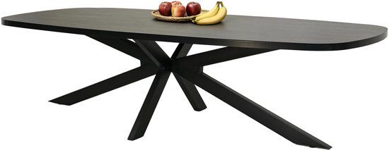Lizzely Garden & Living Eettafel Leco deens ovaal 300cm zwart melamine ovale tafel eetkamer