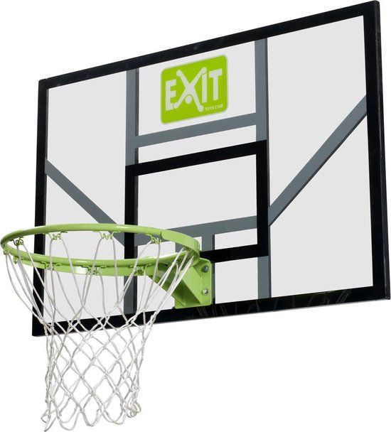 EXIT Galaxy basketbalbord met ring en net - groen/zwart