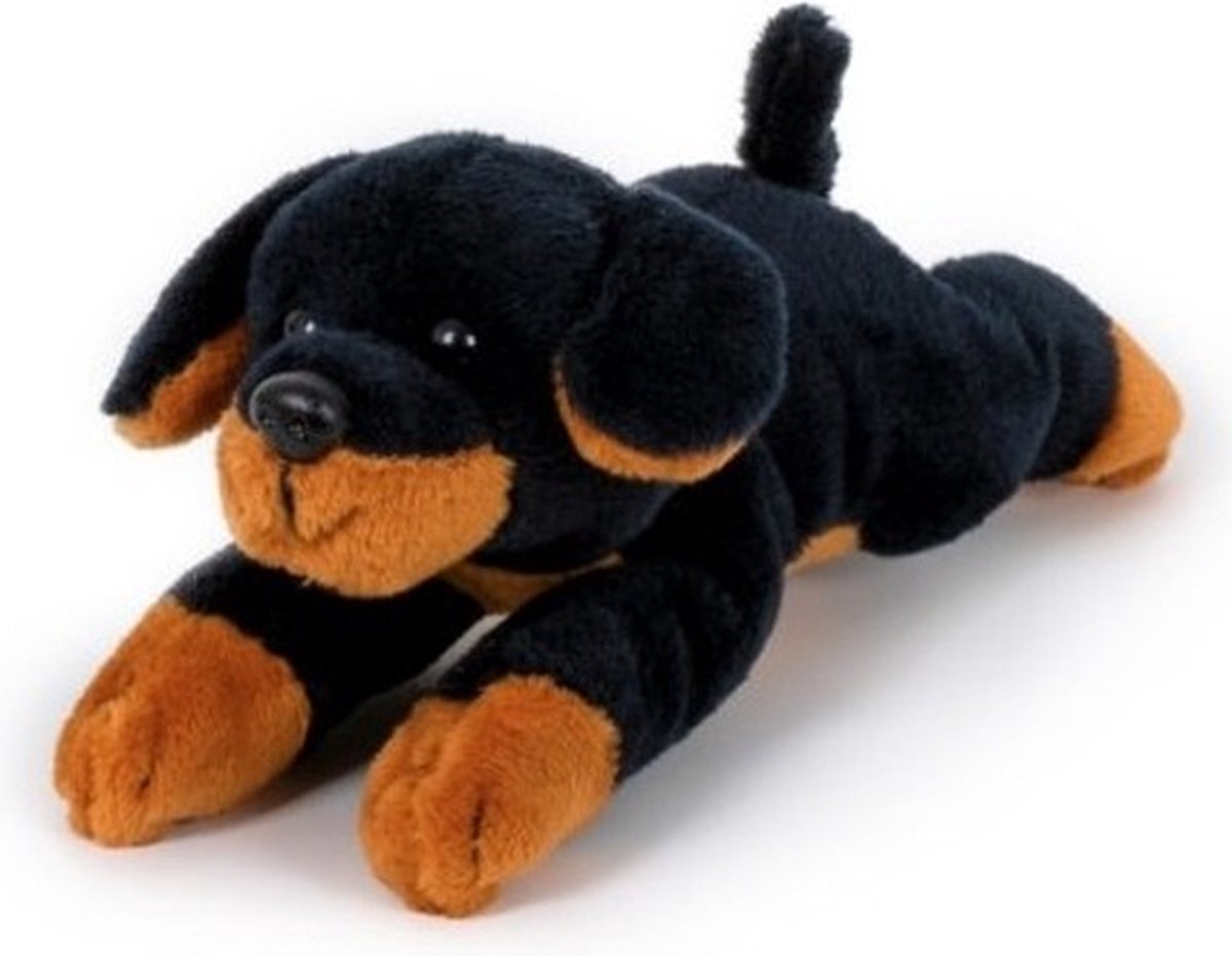 Heunec Pluche bruin met zwarte rottweiler knuffel 13 cm - Rottweilers honden knuffels - Speelgoed voor kinderen