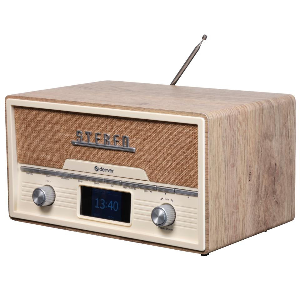 Denver MDA525 - Retro DAB Radio CD Speler - Bluetooth - Lightwood