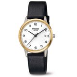 Boccia Titanium 3310-04 Dames Horloge Goudkleurig Leer Wit 33mm