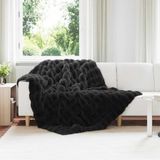 vidaXL Antislip deken van imitatie konijnenbont olite zwart polyester