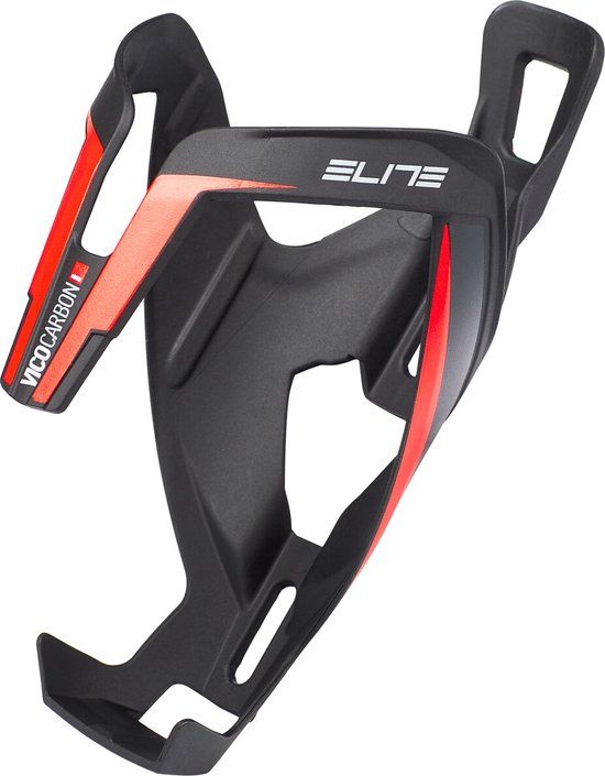 Elite Vico Carbon Bidonhouder - Mat Zwart/Rood - L