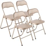 Vevor 4 Stuks Opvouwbare Stoel Leren Stoel Draagbare Tuinstoel Kampeerstoel Khaki