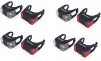 Merkloos / Sans marque 4x Fietslampen set voorlicht en achterlicht 7 x 3 x 2 cm - silicone / waterdicht - fietslampensetje - koplamp en achterlamp