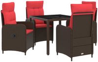 vidaXL - Bartafel set - 5-delig - Polyrattan - Bruin en rood