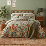 furn. Meadow Haze Dekbedovertrek Set – Wildflower Countryside Omkeerbaar Polycotton (Groen - King)