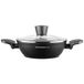 FLORINA Aluminium Kookpot (1,6 l) | 20 cm Diameter | Pot met Glazen Deksel - Antiaanbaklaag | Ovaal | Ideaal voor Inductiekookplaat, Gasfornuis en Elektrische Kookplaat (Zwart)
