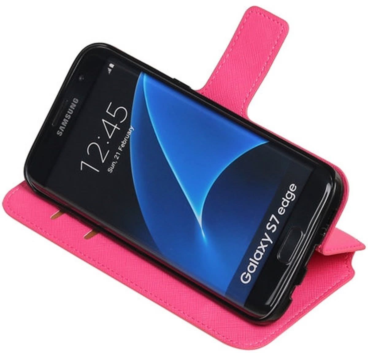 Best Cases Roze Samsung Galaxy S7 Edge TPU wallet case booktype hoesje HM Book - 8718883802254