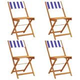 VidaXL Tuinstoel Terras Gecapitonneerde zitting Acaciahout, Polyester Blauw, Wit