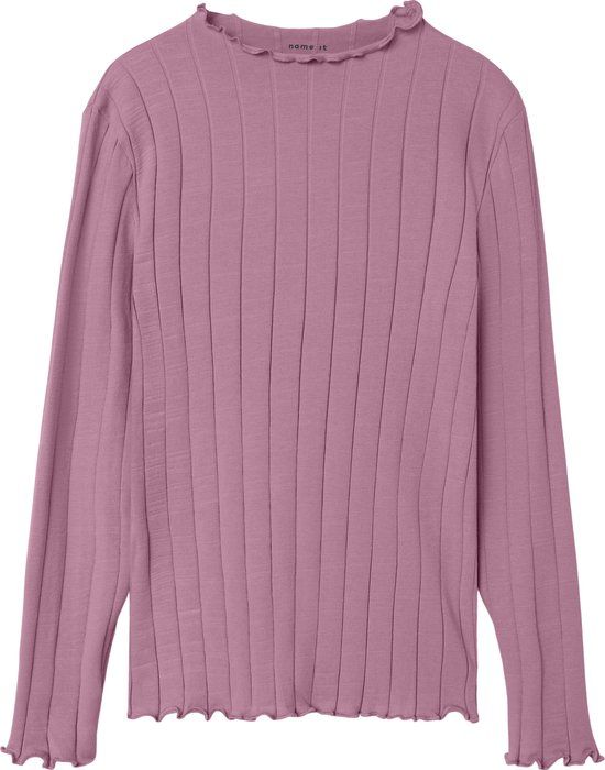 NAME IT NKFNOLINE LS SLIM TOP NOOS Meisjes Lange mouwen shirts 11-12 jaar Katoen Rib Mauve Orchid