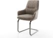 Zelia-Flex Chaise piètement luge avec accoudoir, modèle luge, plat, microvelours graphite, vintage taupe, noyau ressorts ensachés