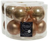 Decoris Kerstballen set - 30 stuks - glas - toffee bruin - 6 cm - glans/mat