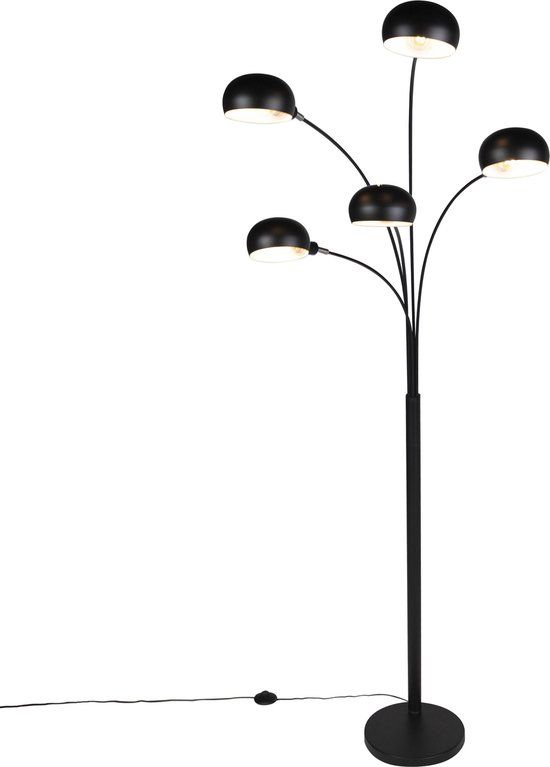 QAZQA Sixties - Design Vloerlamp - Zwart - 5-Lichts - E14