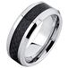 Mendes Jewelry Wolfraam ring Carbon Fiber Zilverkleurig Zwart 8mm-20mm