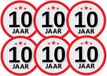 Bellatio Decorations 10 jaar leeftijd sticker - 6x - rond - Dia 15 cm - 10 jaar verjaardag - jubileum - leeftijd versiering