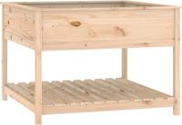 vidaXL Plantenbak met schap 111,5x111,5x81 cm massief grenenhout