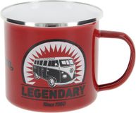 BRISA VW Collection - Volkswagen Grote emaille koffiemok met kleurrijke motieven (500 ml) (vintage logo/rood)