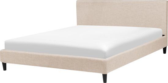 Beliani FITOU - Bed - 180x200 cm - Beige - Stof - Lattenbodem