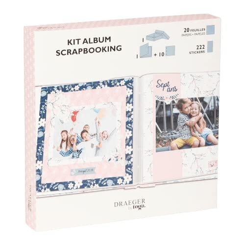 DRAEGER PARIS 1886 Paris - Scrapbooking Kit - Fotoalbum 24x22cm met zakken, papier en stickers - met geschenkdoos