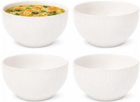Secret de Gourmet Memphis Soupebollen - 4x - D14 cm - 600 ml - wit - keramiek - schaaltjes - kommetjes - stapelbaar