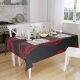 Bonamaison Tafelkleed, Anti-Mold, Sneldrogend, Waterdicht, 100% Polyester Tafellaken, rood Zwart, 140 x 160 Cm