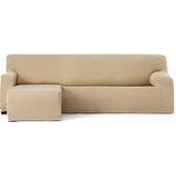 ECOMMERC3 Bankhoes voor chaise longue, kort hoekdeel links, bi-elastisch, ademend, hoes voor chaise longue-bank, beige, pasvorm met elastieken en schuimstoffen, bescherming tegen slijtage
