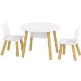 Ensemble table ronde et 2 chaises enfant 3 pièces, dossier ours, activités, repas, 3-6 ans
