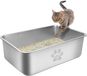 OEM BeiJingLiangPinJiaZuoKeJiWenHuaFaZhanYouXianGongSi RVS Kattenbak - Open - Groot - Hygiënisch - Anti-aanhechtend - Met lage instap voor oudere katten - Afgeronde randen - 60x40x20cm