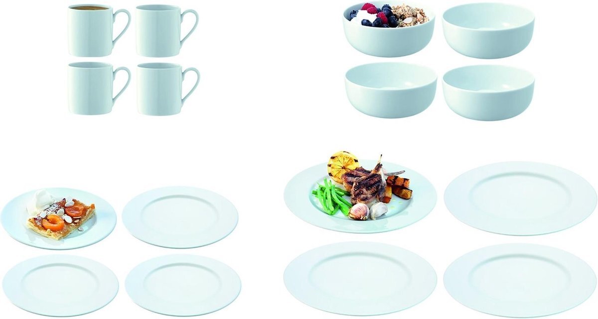 LSA International Dine Servies - Startersset van 16 Stuks - Geschikt voor 4 personen - Porselein