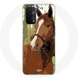 Maniacase Etui voor Oppo A54 5G Kwartpaard bruin paardenrace