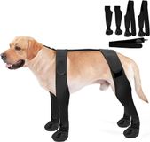 Merkloos / Sans marque Hondenlaarzen met Rugbevestiging - Anti-Afzak Hondenschoenen voor Grote Honden - Waterdichte Pootbeschermers met Bretels - Antislip & Sneeuwbestendig - Zwart - L