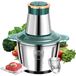 Hachoir à viande électrique et broyeur - 2 litres - Inox - Multifonctionnel - Coupe-légumes - Bleu