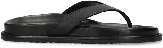 Sacha - Dames - Zwarte leren slippers - Maat 42